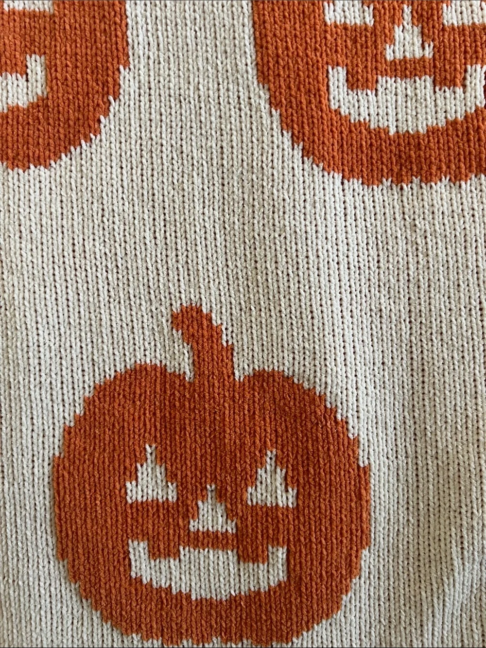 Martha Stewart Orange & Cream Pumpkin Knit Throw Blanket